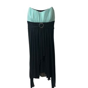 Ruby Rox Party Dress Strapless Black Aqua Cocktail Dress‎ XL